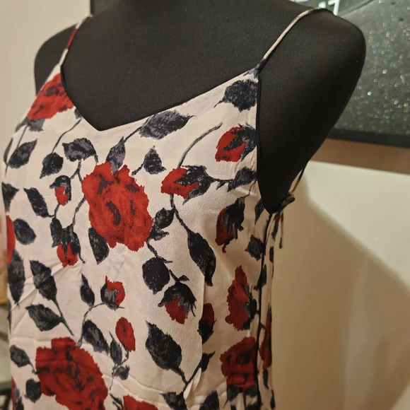 Ganni V-neck Rose Print Slip Silk Dress 07000 - Picture 11 of 14